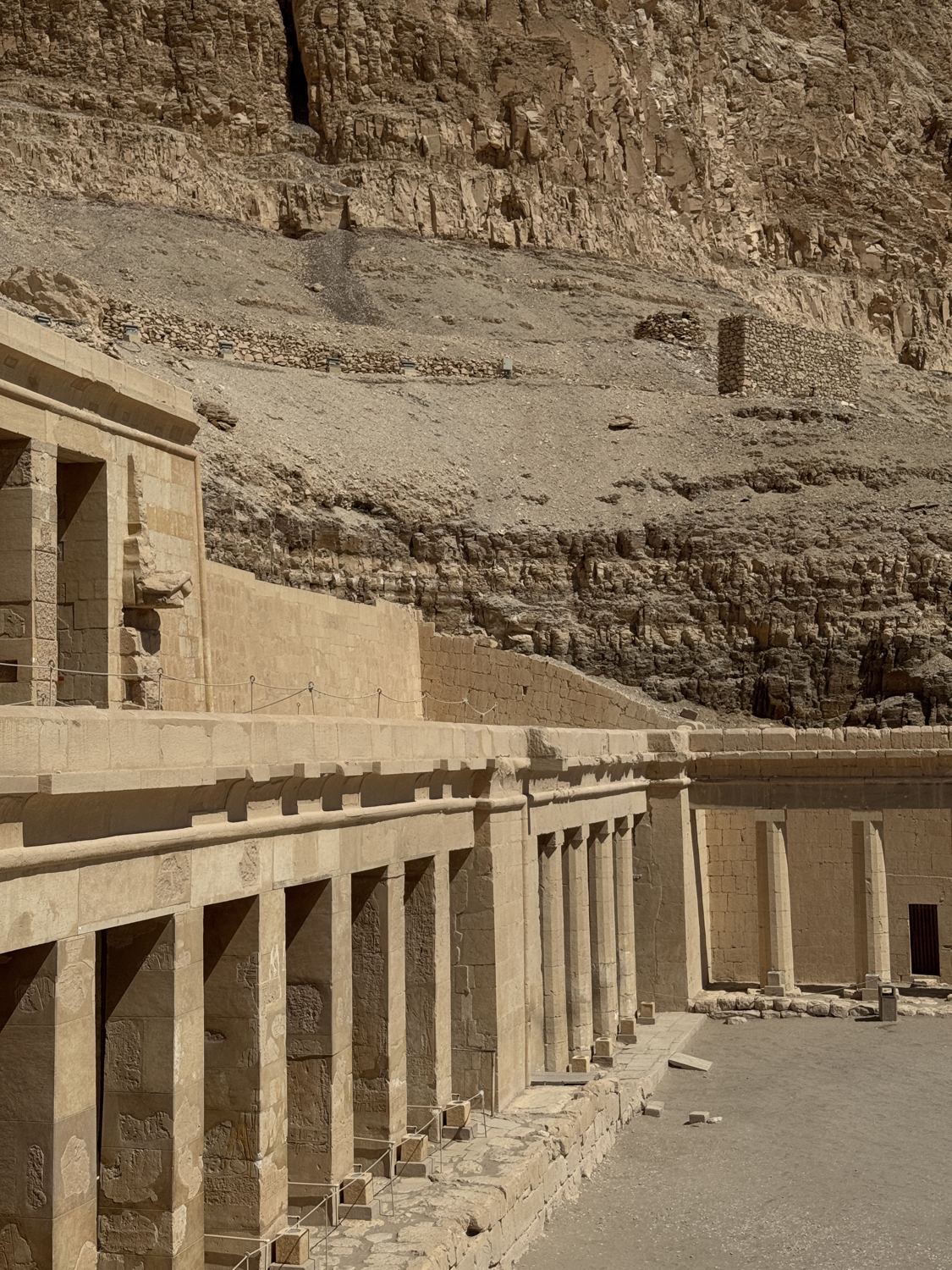 Colonnaded terrace of the Temple of Hatshepsut against the cliffs of Deir el-Bahari